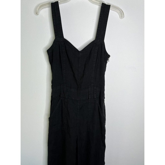7 For All Mankind Overalls Cropped Pants Jumper Sz XS Pockets Black - Picture 5 of 10